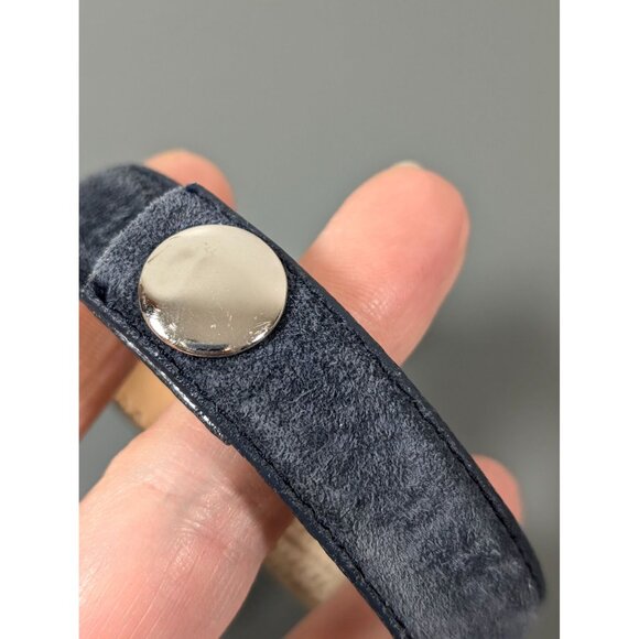 Boho Blue Faux Suede Embroidered Love Snap Cuff Bracelet 7.5" - Picture 5 of 9